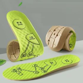 Foot Acupressure Insole Men Women Soft Breathable Sports Cushion Inserts Sweat-absorbing Deodorant Insole Shoe Pads (Color: Green, Shoe Size: 41-42)